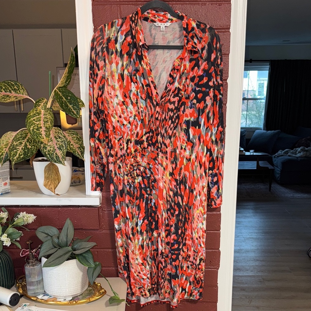CAbi Multicolor Long Sleeve Midi Dress